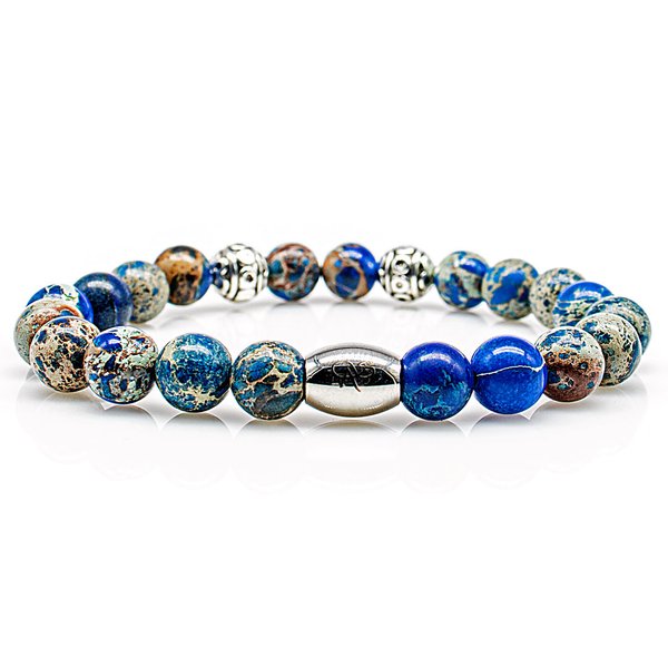 Perlenarmband Blue Imperial Jaspis Perlen 2 Beads