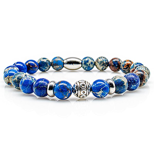 Perlenarmband Blue Imperial Jaspis Perlen Beads R