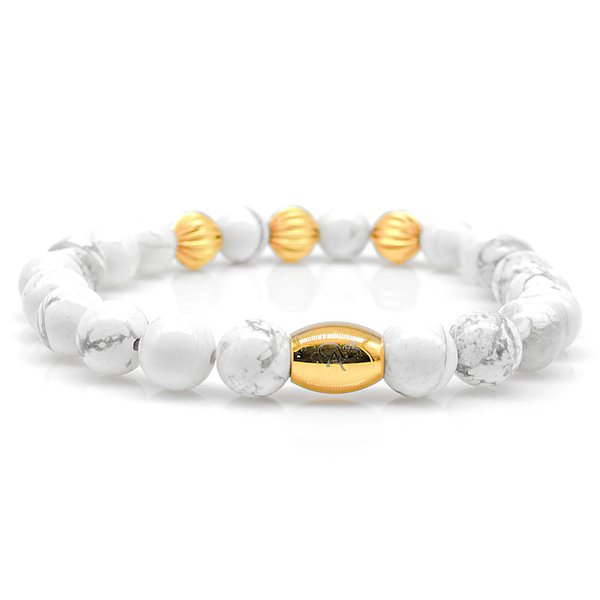 Perlenarmband Howlith Perlen Beads 24k vergoldet