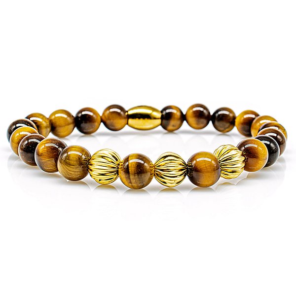 Perlenarmband Tigerauge Perlen Beads 24k vergoldet