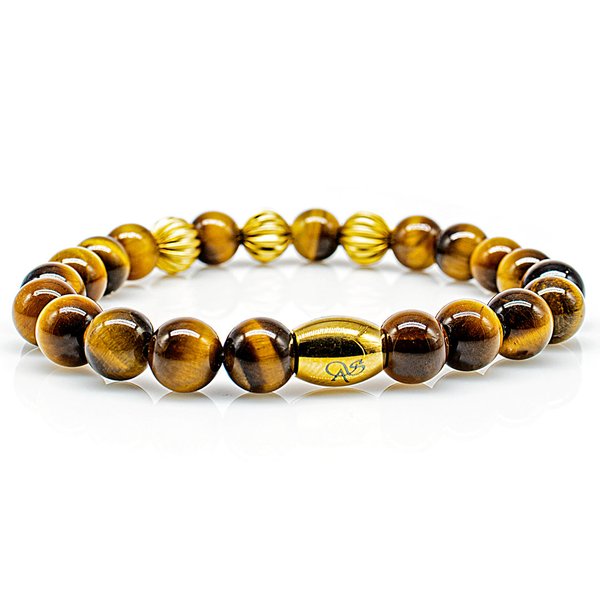 Perlenarmband Tigerauge Perlen Beads 24k vergoldet