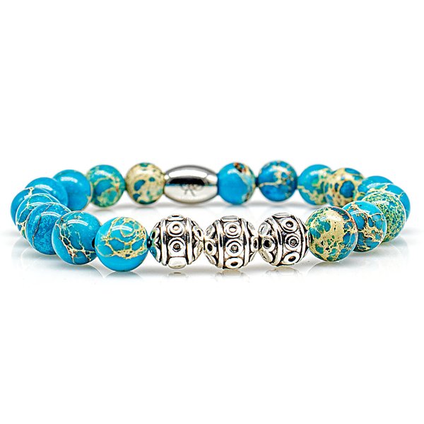 Perlenarmband Blue Sea Sediment Jaspis Antik Beads