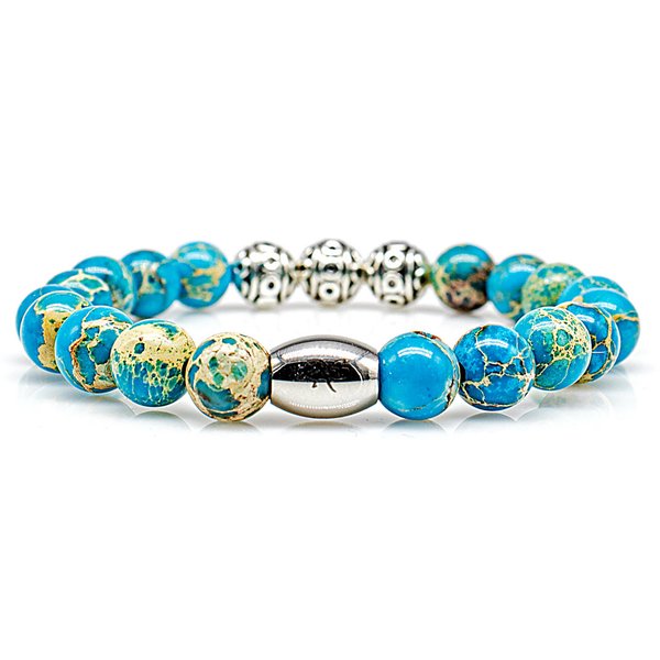 Perlenarmband Blue Sea Sediment Jaspis Antik Beads