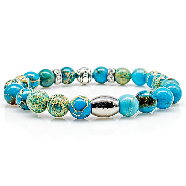 Perlenarmband Blue Sea Sediment Jaspis Perlen Beads S