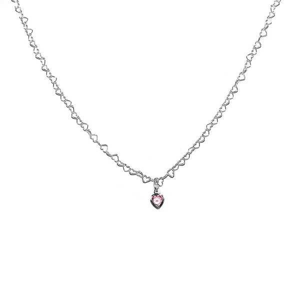 Herz Kette Halskette mit Herzanhänger Kristall Rosa 925 Sterling Silber