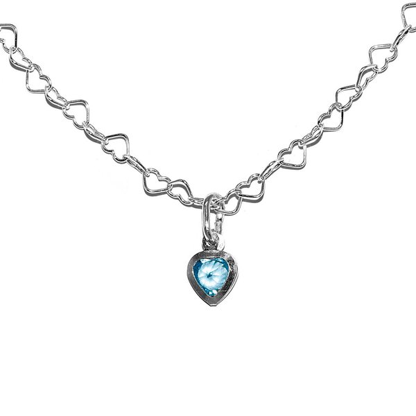 Herz Kette Halskette mit Herzanhänger Kristall Topas 925 Sterling Silber