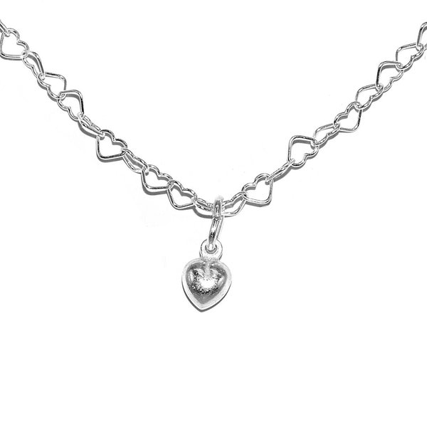 Herz Kette Halskette mit Anhänger Silberherz  925 Sterling Silber