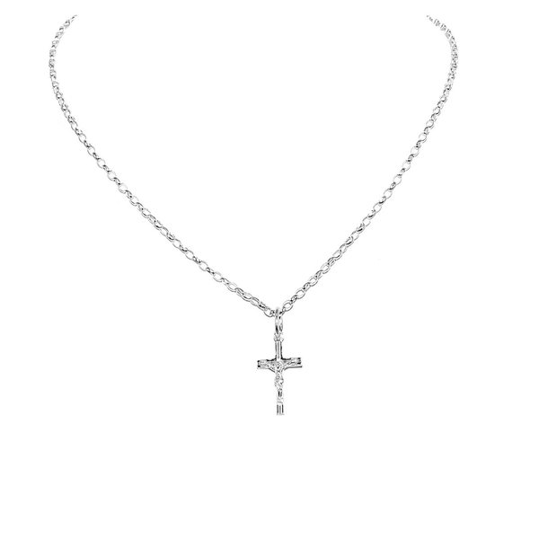 Rolo Kette Halskette mit Kreuzanhänger 925 Sterling Silber