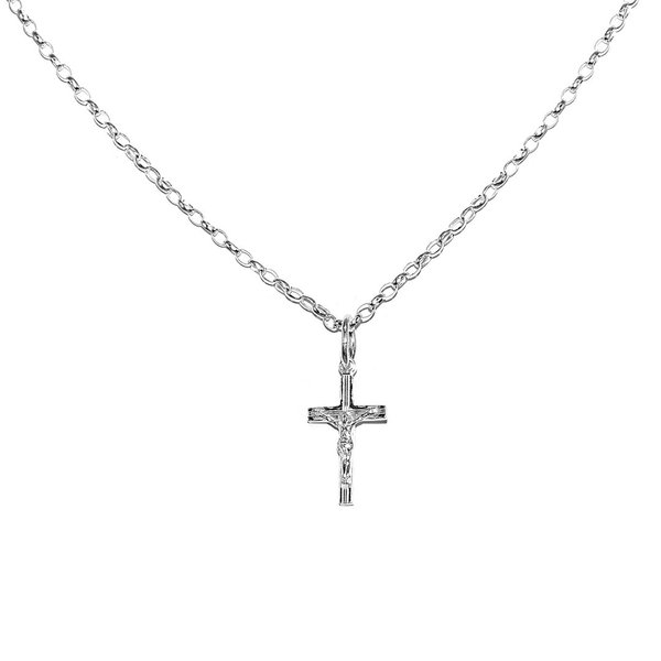 Rolo Kette Halskette mit Kreuzanhänger 925 Sterling Silber
