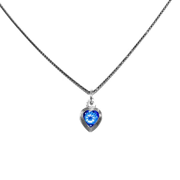 Venezianer Kette Halskette mit Herzanhänger Kristall Blau 925 Sterling Silber