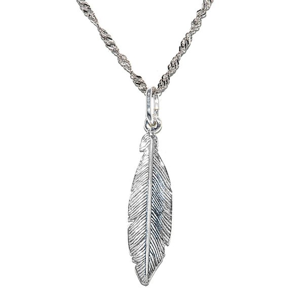 Twisted Curb Kette Halskette mit Federanhänger 925 Sterling Silber