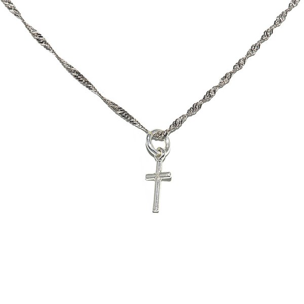 Twisted Curb Kette Halskette mit Kreuzanhänger 925 Sterling Silber