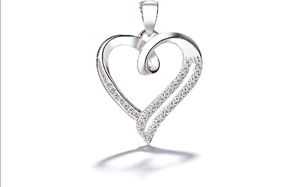 Diamond-Cut Kette Halskette mit Herzanhänger 925 Sterling Silber