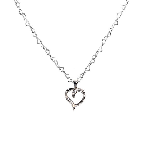Herz Kette Halskette mit Herzanhänger 925 Sterling Silber