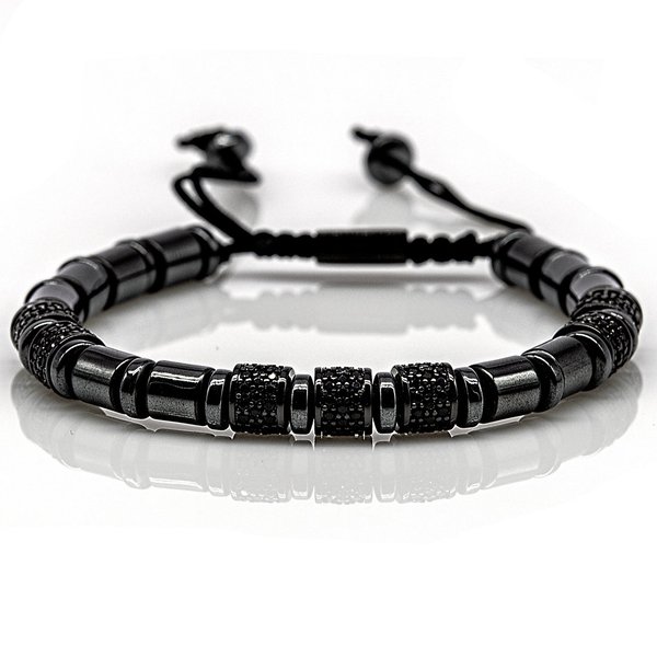 Perlenarmband Hämatit Luxury Beads CZ Black Stone Gunmetal