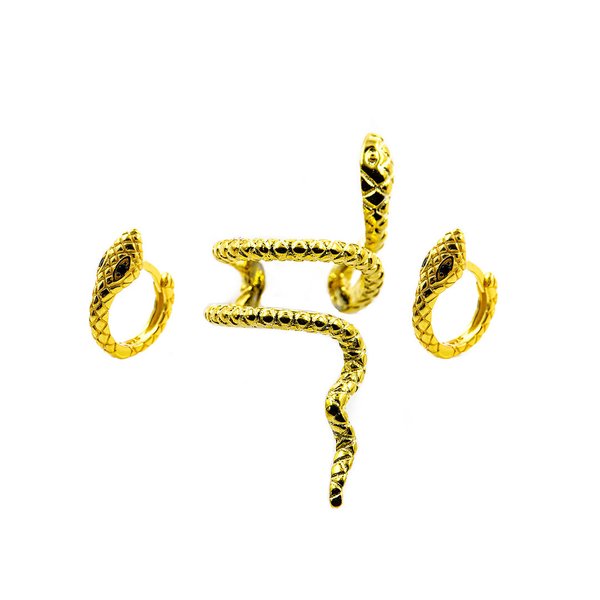 Ohrring Ohrclip 925 Sterling Silber 18k Gold beschichtet Gold Snake Schlange