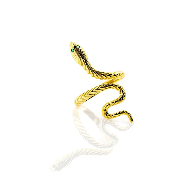 925 Sterling Silber Snake Ring 18k Gold vergoldet