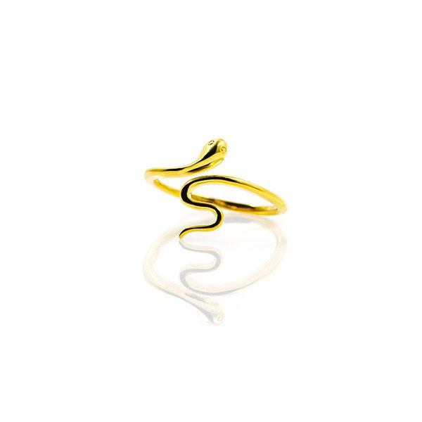 925 Sterling Silber Snake Ring Glatt Silver 18k Gold vergoldet