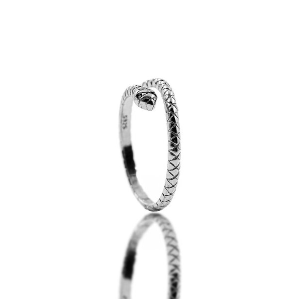 925 Sterling Silber Snake Ring Gemustert Silver 18k Gold vergoldet