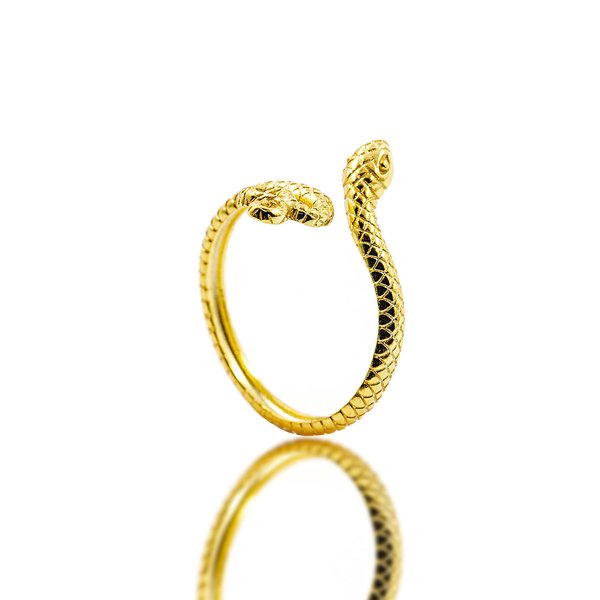 925 Sterling Silber Snake Ring Gemustert Silver 18k Gold vergoldet