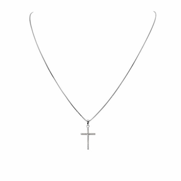 Venezianer Kette Halskette Anhänger Kreuz Zirkon 925 Sterling Silber