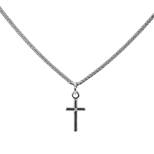 Chopin Chain Halskette Anhänger Feder Kreuz 925 Sterling Silber
